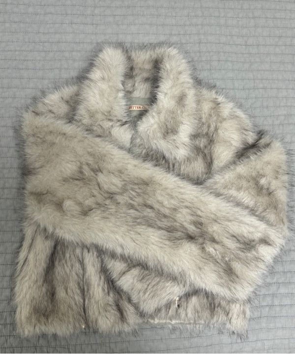 MUSINSA | BITTERCELLS Awesome Crop Fur Jacket-Grey