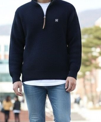 MUSINSA公式 | SATUR ボタンアップセーラー ハーフニットジップアップ