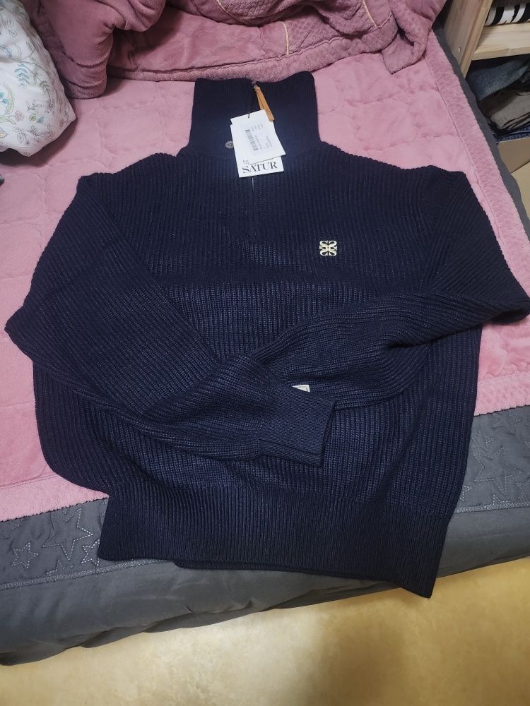 ◆SATUR◆ Button-up sailor half-knit zip-up charcoal SA243UK MUSINSA | SATUR Button up sailor half knit zip-up charcoal
