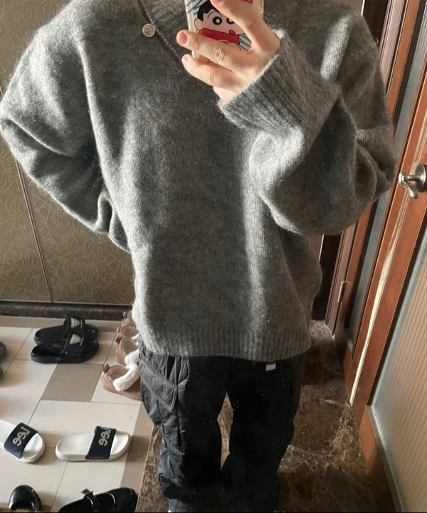 MUSINSA | SATUR Essen Two-Tone Mohair Blend Knit Melange Gray