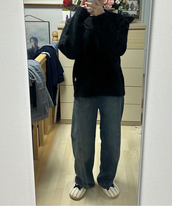 ◆SATUR◆ Essen two tone mohair pullover knit black SA244MKT SATUR】 Essen Two Tone Mohair Pullover Knit (SATUR/ニット