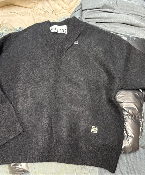 MUSINSA公式 | SATUR Essen Two Tone Mohair Pullover Knit Black