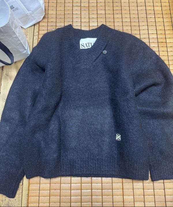 MUSINSA公式 | SATUR Essen Two Tone Mohair Pullover Knit Black