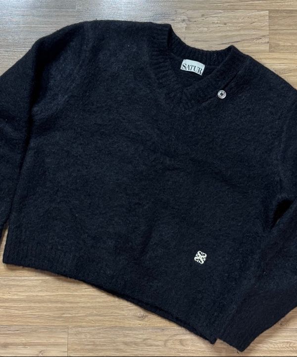 MUSINSA公式 | SATUR Essen Two Tone Mohair Pullover Knit Black
