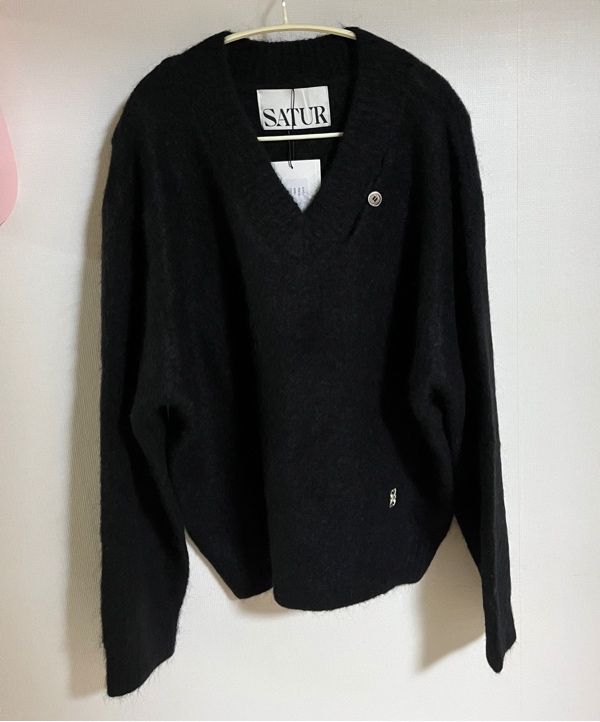 ◆SATUR◆ Essen two tone mohair pullover knit black SA244MKT SATUR】 Essen Two Tone Mohair Pullover Knit (SATUR/ニット
