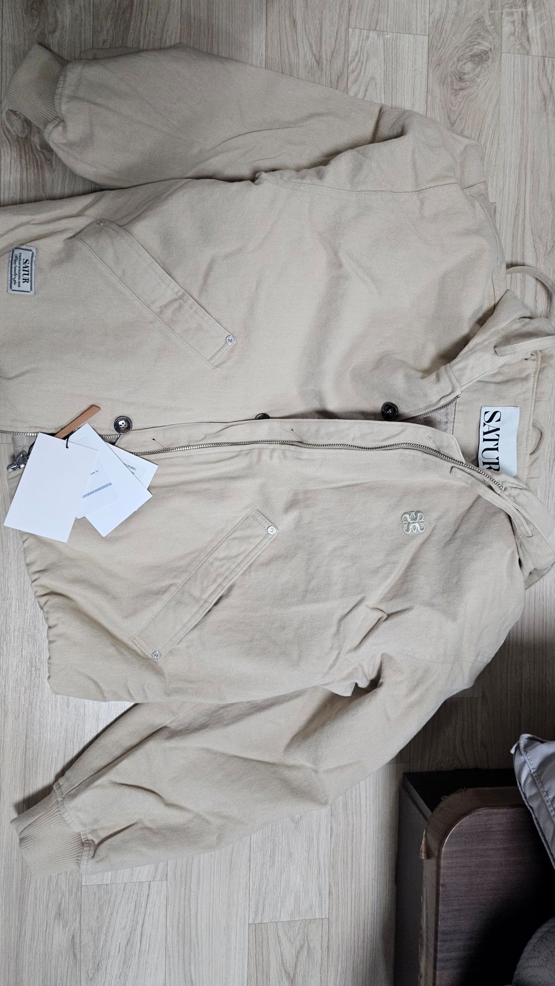 MUSINSA | SATUR Theo Padded Hood Zip-Up Beige