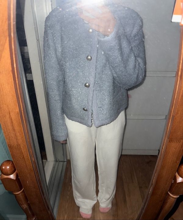 ジャケット ETMON Boucle Trimmed Tweed Jacket, Sky Blue MUSINSA | ETMON Boucle Trimmed Tweed Jacket, Sky Blue