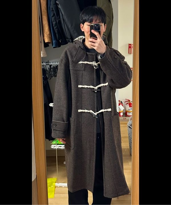 MUSINSA | COOR Oversized Alpaca Blend Duffle Coat (Dark Brown Melange)