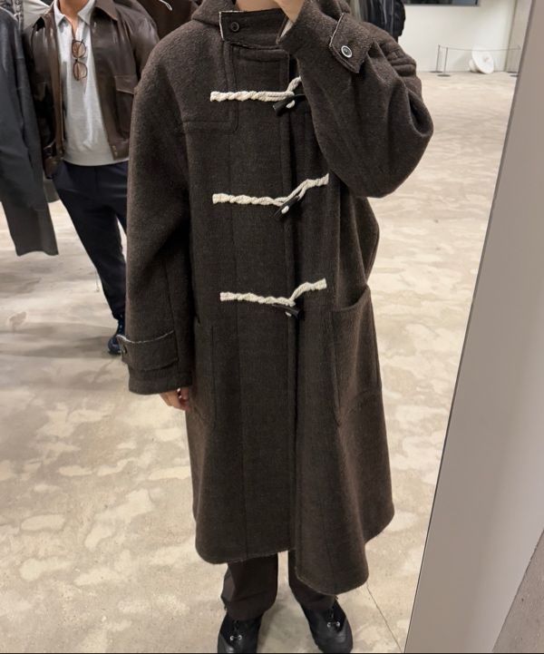 MUSINSA公式 | COOR Oversized Alpaca Blend Duffle Coat (Dark Brown