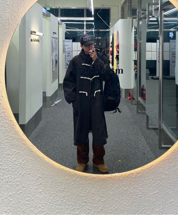 MUSINSA公式 | COOR Oversized Alpaca Blend Duffle Coat (Dark Brown