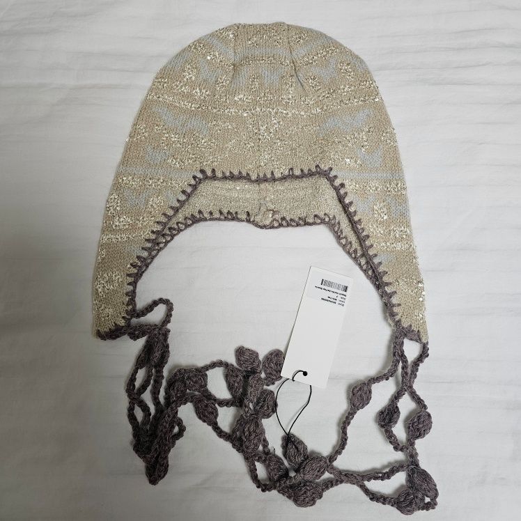 MUSINSA | SCULPTOR Sequin Nordic Earflap Beanie White