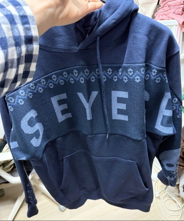 MUSINSA | YESEYESEE Y.E.S Jacquard Skull Hoodie Navy