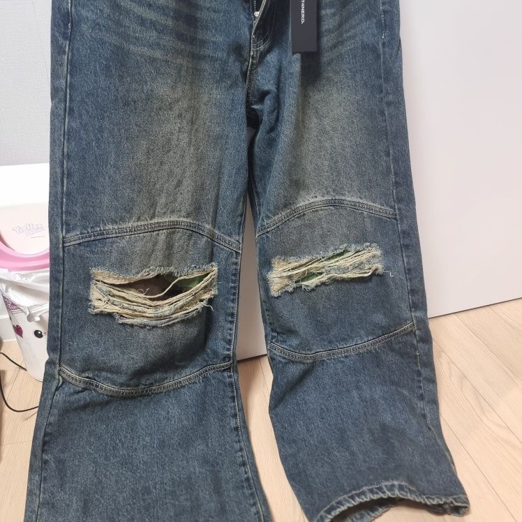 デニム・ジーパン NOT4NERD Camo Double Knee Flare Fit Denim Pants Black PTIL1 MUSINSA | NOT4NERD Camo Double Knee Flare Fit Denim Pants