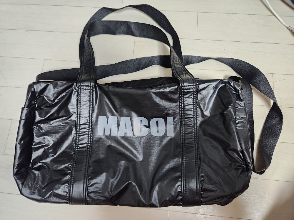 MUSINSA | MACOI Multi Cross Leather Print Boston Bag [Black]