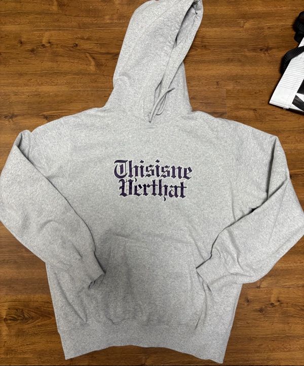 MUSINSA | thisisneverthat® Old English Logo Hoodie Wine