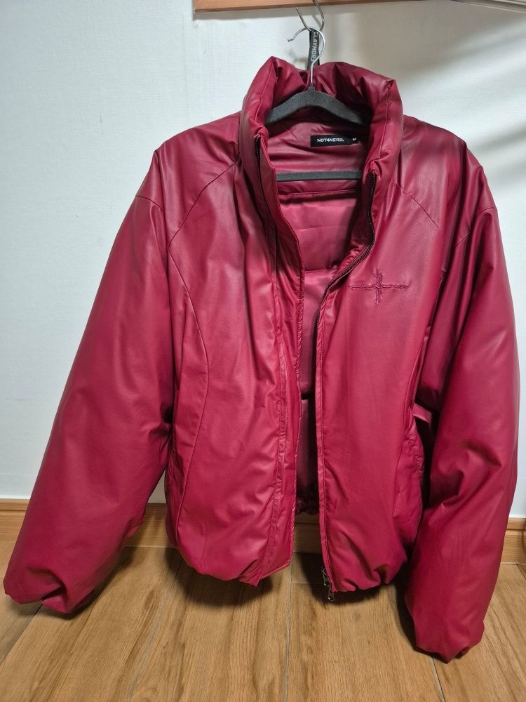 MUSINSA公式 | NOT4NERD Leather Incision Puffer Jacket - Red