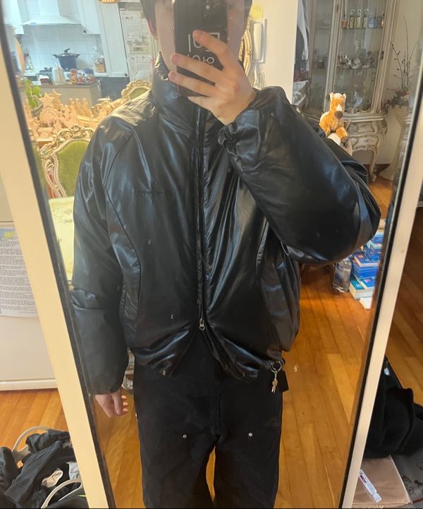 ダウンジャケット NOT4NERD Leather Incision Puffer Jacket Black PD020BK MUSINSA | NOT4NERD Leather Incision Puffer Jacket - Black