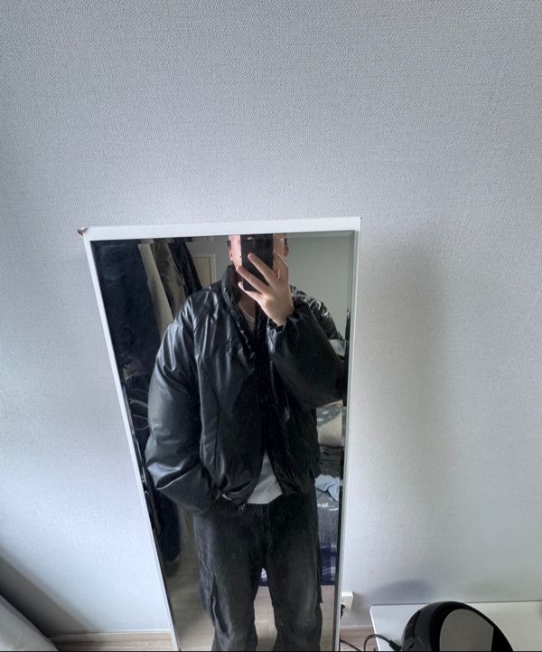 ダウンジャケット NOT4NERD Leather Incision Puffer Jacket Black PD020BK MUSINSA | NOT4NERD Leather Incision Puffer Jacket - Black