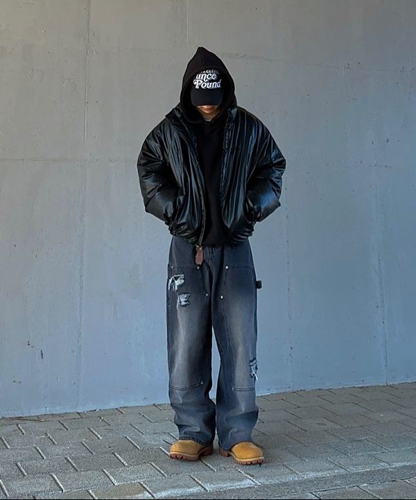 【NOT4NERD】Leather Incision Puffer Jacket★3色 MUSINSA | NOT4NERD Leather Incision Puffer Jacket - Black