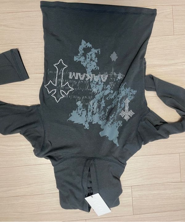 MUSINSA公式 | AAKAM Studded Cross Hooded Long Sleeve (Dark Gray)