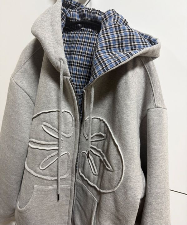 MUSINSA公式 | ERTR Reversible Hoodie Zip-Up Check Blue