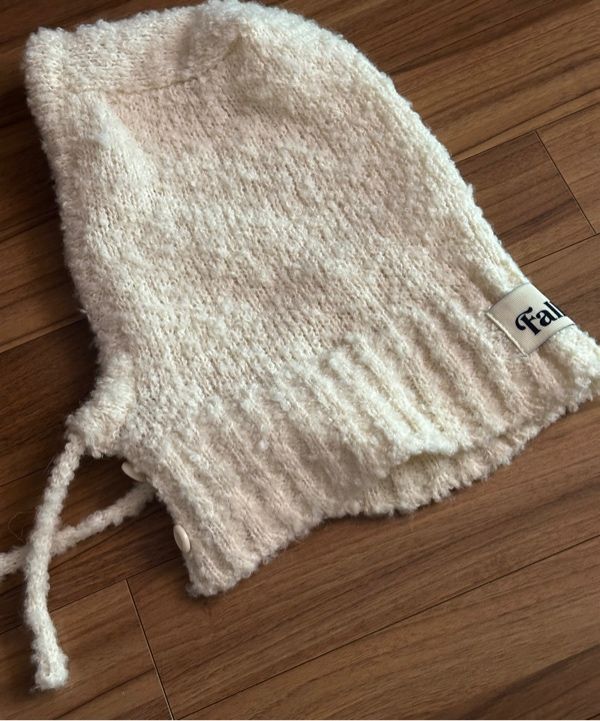 MUSINSA | FALLETT Alpaca bouclé knit balaclava ivory