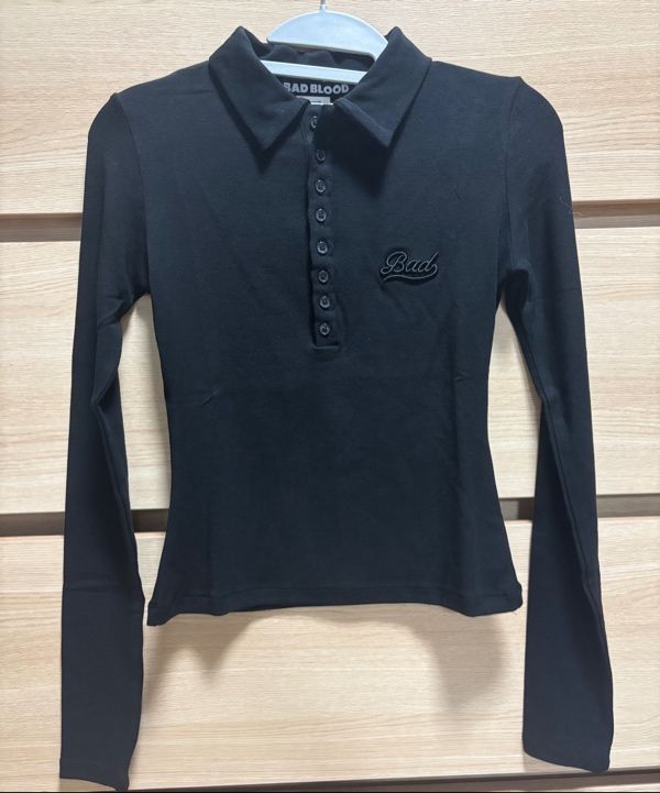 ★BADBLOOD★ Beyond Soft Polo Dress Black Бэлэн ✨ Beyond Soft Polo Dress Black/Charcoal/Tobacco