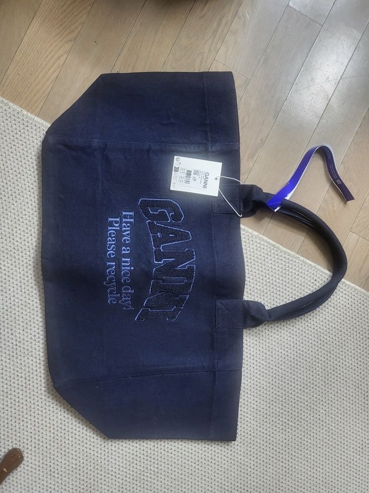 MUSINSA | GANNI XXL Denim Shopper Bag - Dark Navy / A6278642