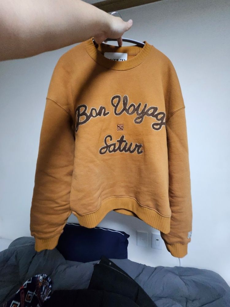 MUSINSA | SATUR Bon Voyage Boucle Fleece Sweatshirt Orange Brown