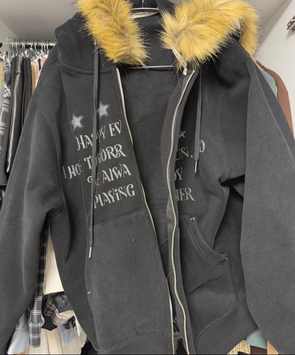 MUSINSA | LUV IS TRUE FS LETTER HOOD ZIPUP(BLACK)