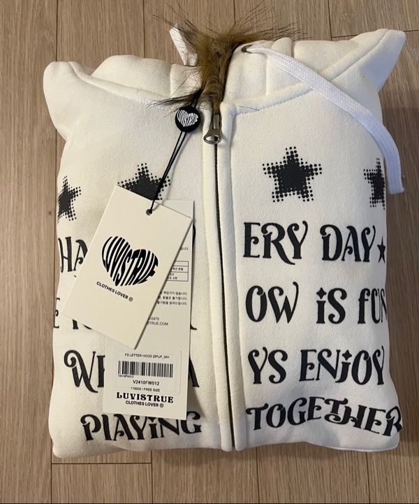 MUSINSA公式 | LUV IS TRUE FS LETTER HOOD ZIPUP(WHITE)