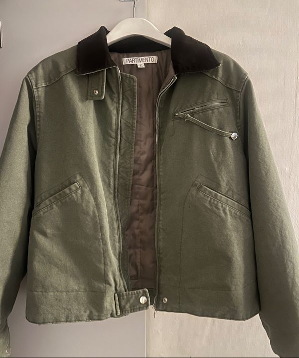 MUSINSA | PARTIMENTO WOMEN Cotton Washed Work Jacket_Khaki Green
