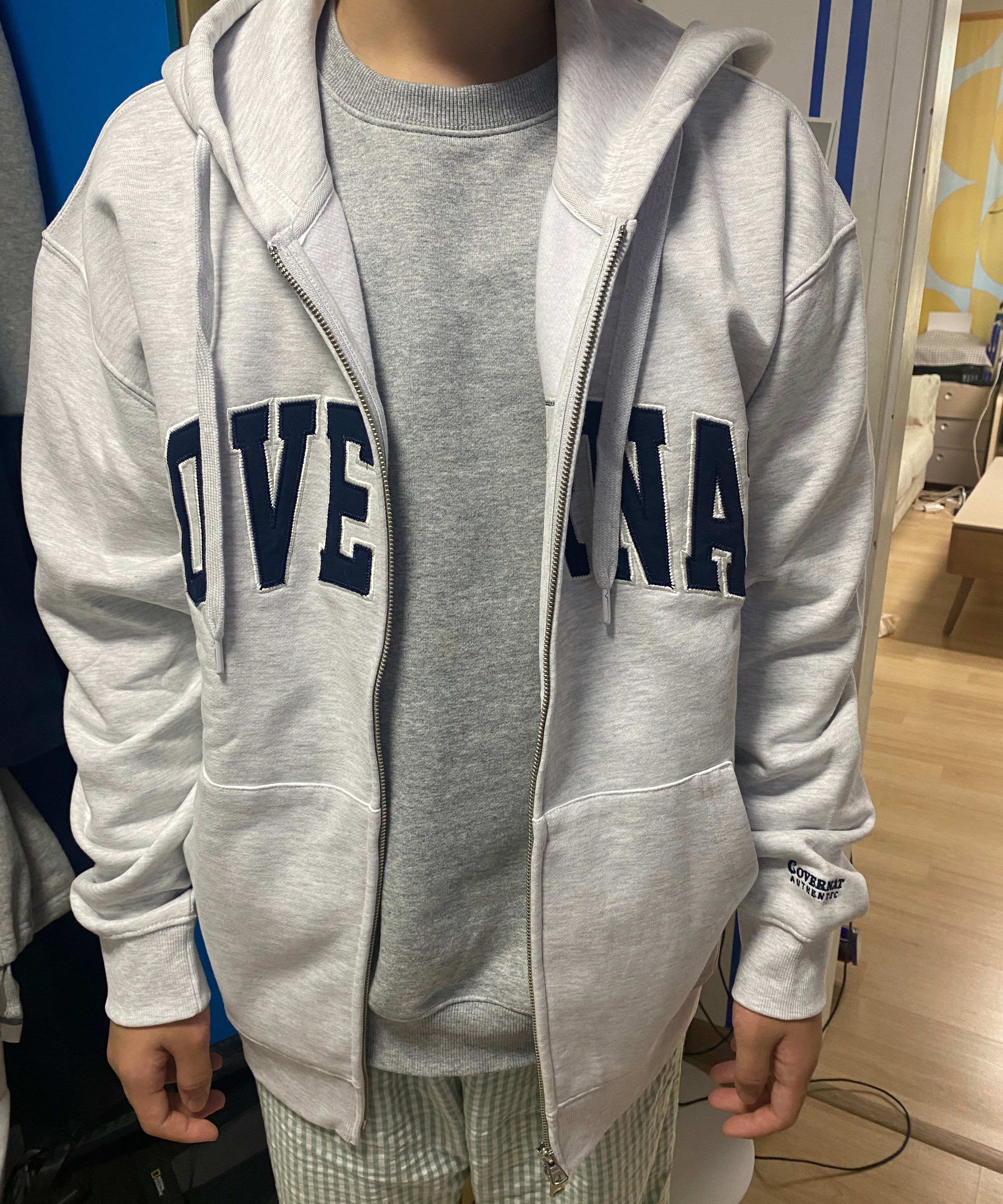 ★COVERNAT★ Arch logo brushed hoodie zip-up heather gray Arch Logo Hoodie Zip-Up Heather Gray - Covernat | 60