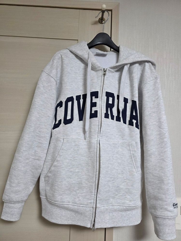 MUSINSA | COVERNAT Arch Logo Fleece Hoodie Zip-Up Heather Grey