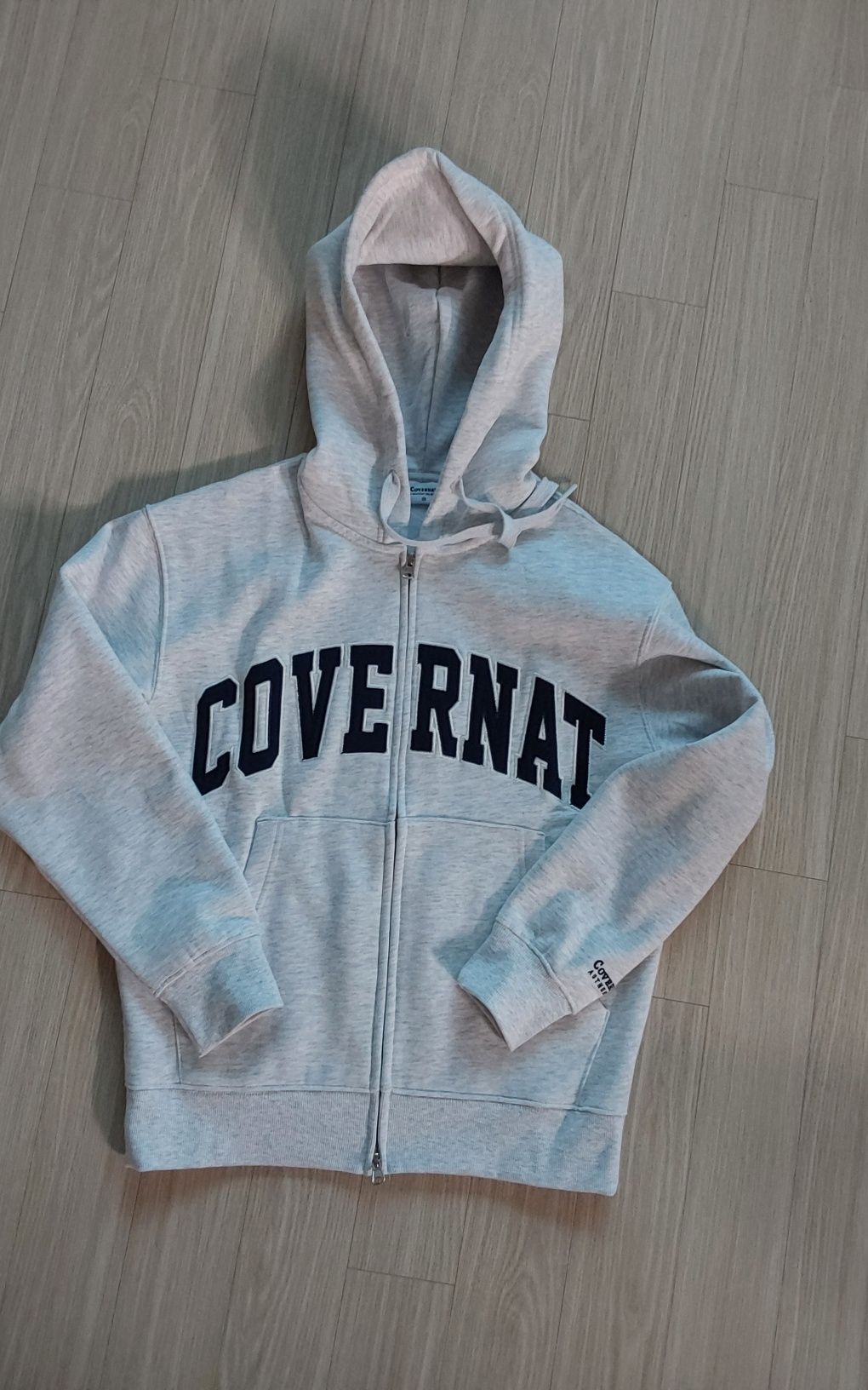 MUSINSA | COVERNAT Arch Logo Fleece Hoodie Zip Up Chocolate