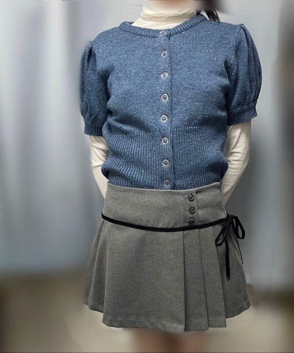 MUSINSA | LETTER FROM MOON Minute Ribbon Pleated Skirt (Gray)