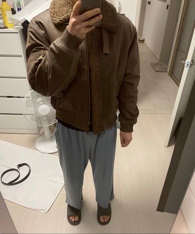MUSINSA公式 | LMOOD A2 Aviator Cowhide Mustang Jacket Tan Brown