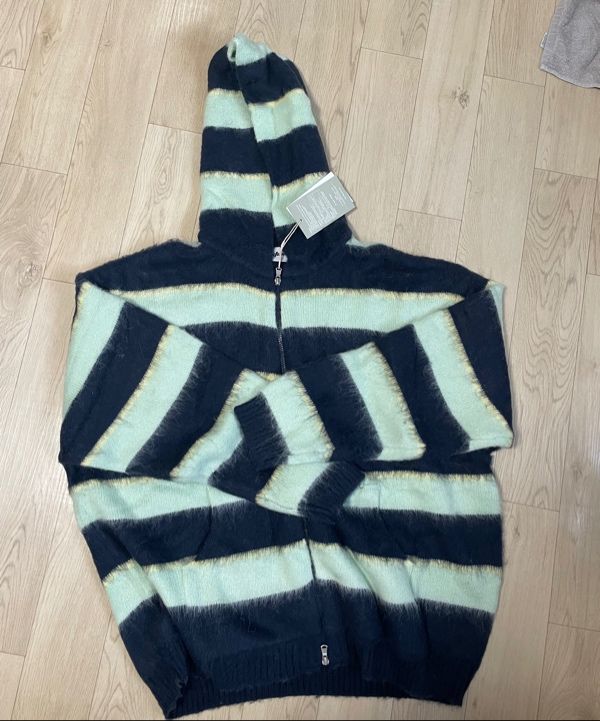 アウターその他 XTONZ XTK108 T-shirt striped mohair knit hooded zip-up BLACK MUSINSA | XTONZ XTK108 Triste Stripe Mohair Knit Hooded Zip
