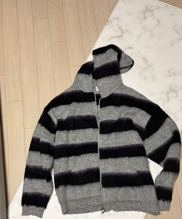 アウターその他 XTONZ XTK108 T-shirt striped mohair knit hooded zip-up BLACK MUSINSA | XTONZ XTK108 Triste Stripe Mohair Knit Hooded Zip