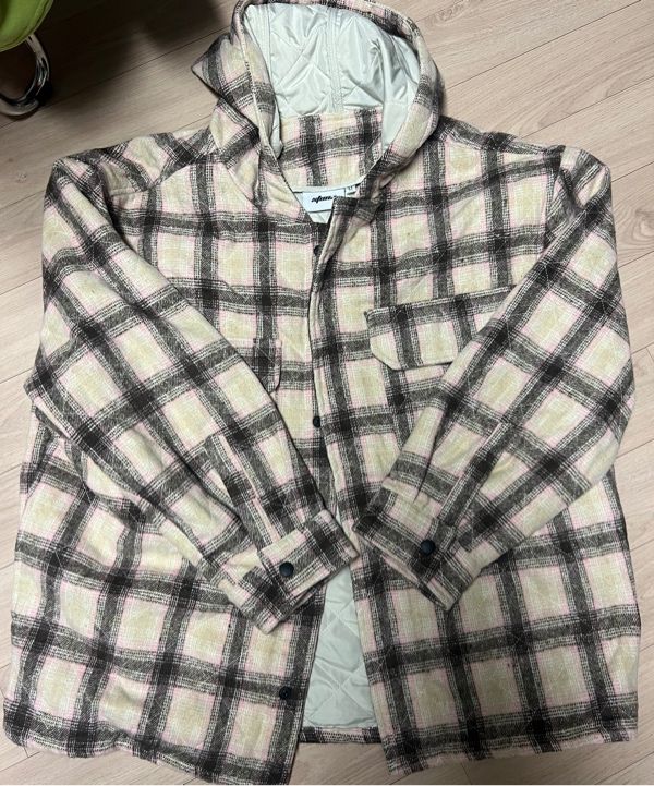 MUSINSA | XTONZ XTS035 Padded Check Hooded Shirt Jacket (BLUE)