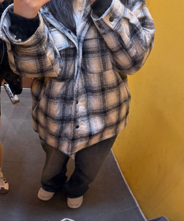 [XTONZ] Padded Check Hood Shirt Jacket ★大人気★ MUSINSA | XTONZ XTS035 Padded Check Hooded Shirt Jacket (BLACK)