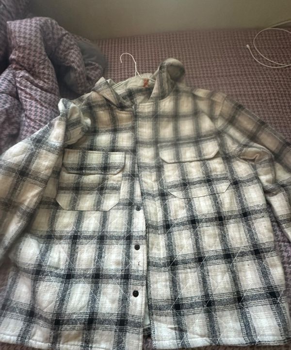MUSINSA | XTONZ XTS035 Padded Check Hooded Shirt Jacket (BLUE)