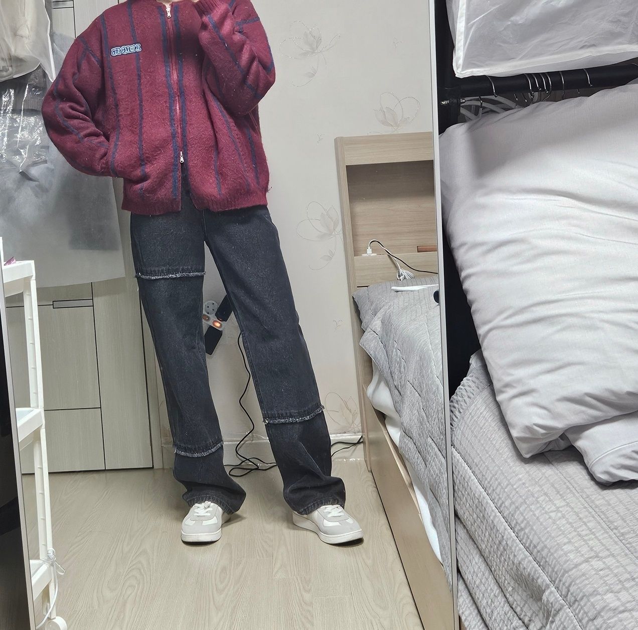 アウターその他 XTONZ XTK111 Teff Mohair Knit Zip-up BURGUNDY XTK111BG MUSINSA公式 | XTONZ XTK111 Tape Mohair Knit Zip-up (BURGUNDY)