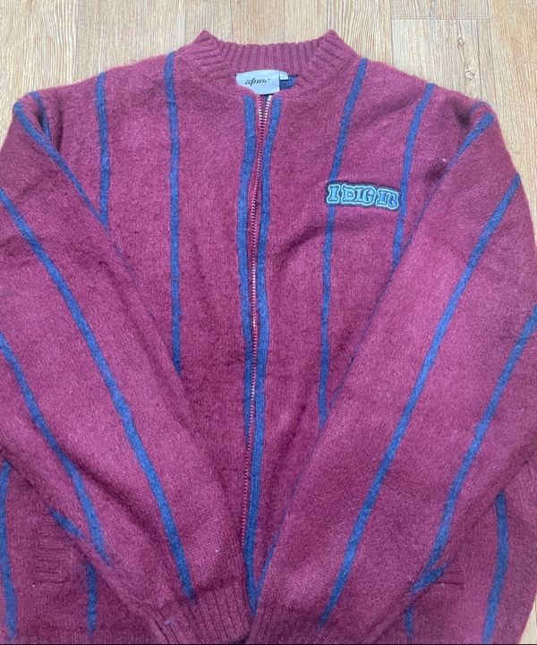 MUSINSA公式 | XTONZ XTK111 Tape Mohair Knit Zip-up (BURGUNDY)