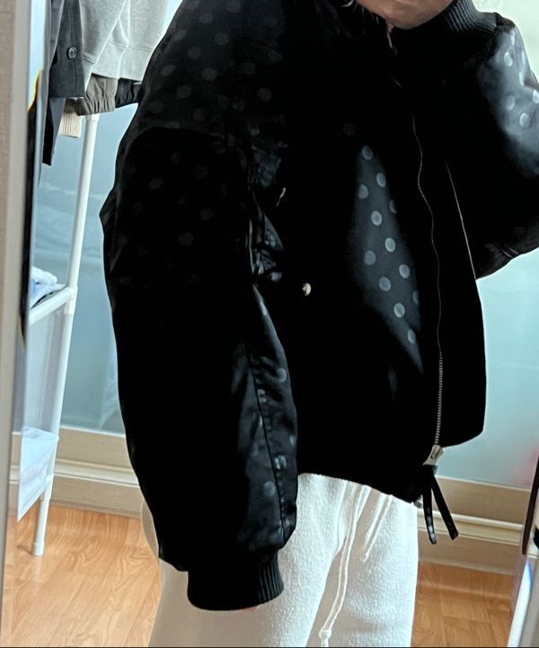 MUSINSA | RONRON INNER POINTED BOMBER MA-1 JUMPER DOT BLACK