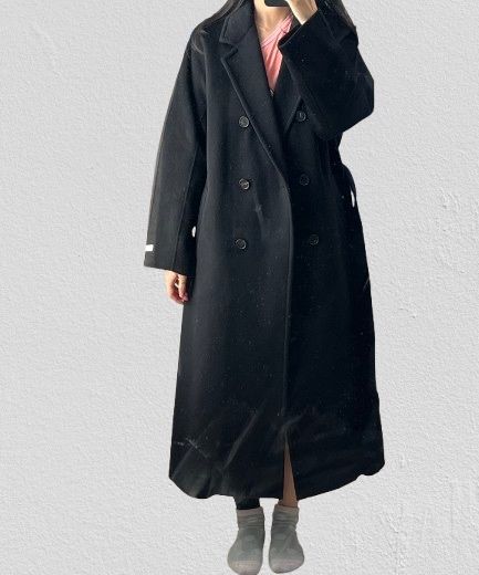 MUSINSA公式 | DRAWFIT WOMEN Our handmade double long coat [BLACK]