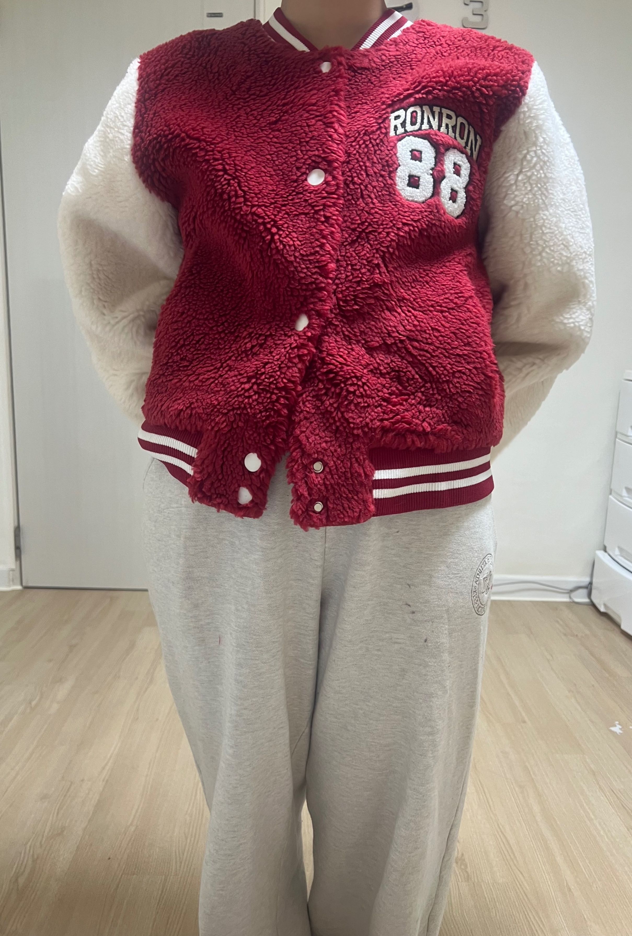 MUSINSA | RONRON BACK PATCH 88 DUMBLE MUSTANG VARSITY JACKET RED