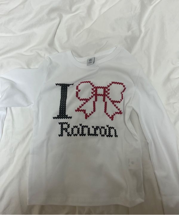 RONRON★韓国★人気★I RIBBON SLIM CROP LONG SLEEVE 3色 I RIBBON SLIM CROP LONG SLEEVE WHITE - RONRON 론론