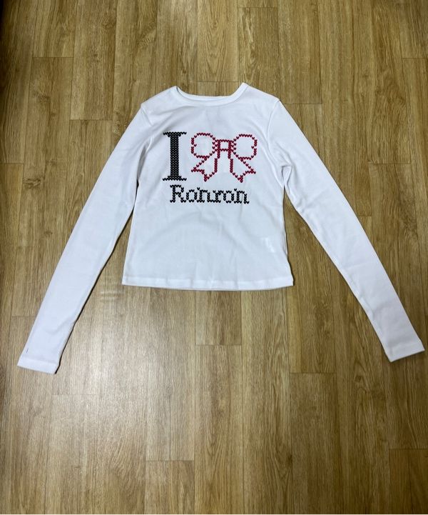 MUSINSA | RONRON I RIBBON SLIM CROP LONG SLEEVE WHITE