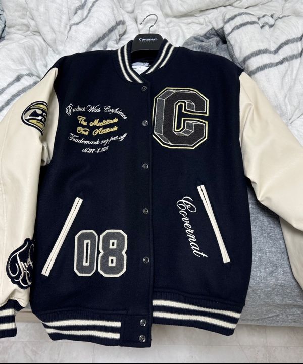 [COVERNAT]★24FW★韓国人気★COLLEGE C WOOL VARSITY MUSINSA | COVERNAT 24FW College C Wool Varsity Navy